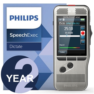 Philips DPM7200/02 Digital PocketMemo with SpeechExec Standard V11 2 Year License