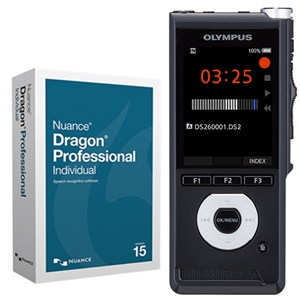 Olympus DS-2600 Digital Voice Recorder with Dragon Professional Individual v15